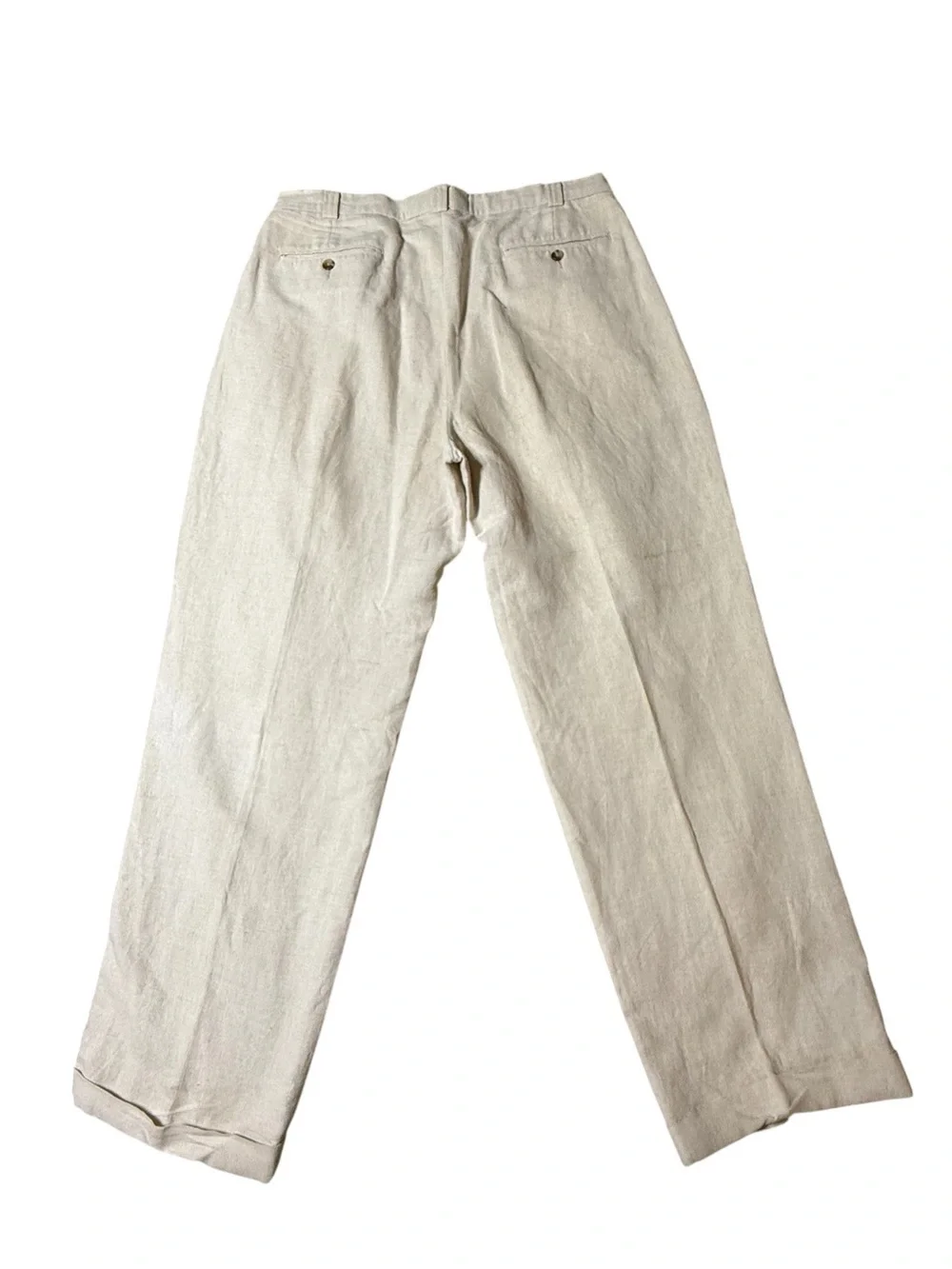 Perry Ellis Men's Beige Solid Linen-Blend Modern-Fit Dress Pants Size 36x32
